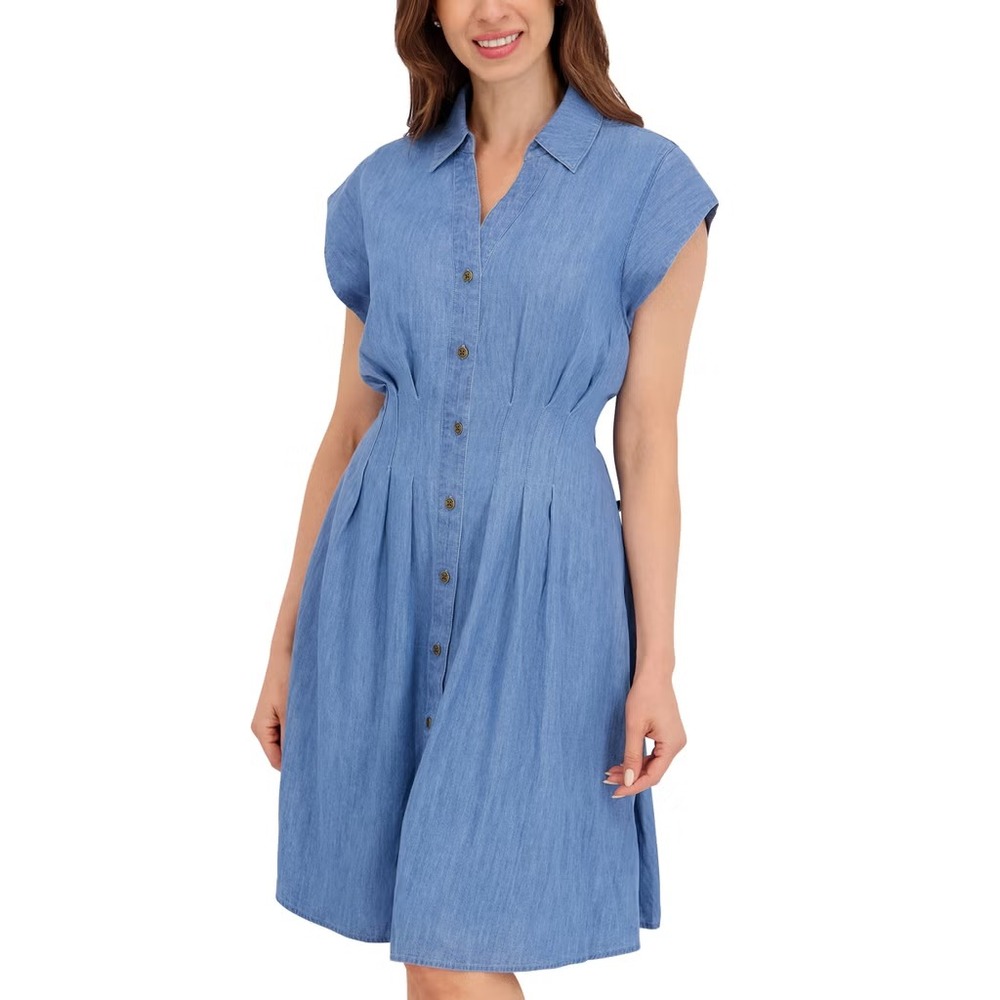 Nautica Jeans Women's Pintuck Dress, Light Blue, Size: 2XL, New